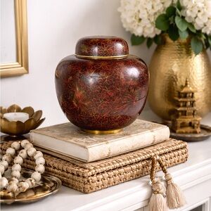 Vintage Cloisonné Ginger Jar with Lid – Floral Enamel